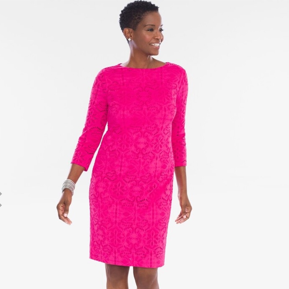 Chico’s Lace Short Dress Occassion Europa Pink